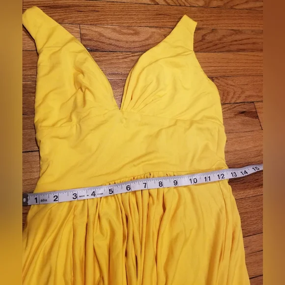 S.L. Fashions Yellow Summer Maxi Dress Size Medium - Picture 6 of 14
